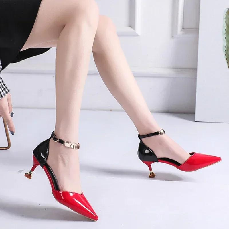 Mode Damen Schuhe 2024 Heißer Verkauf Schnalle frauen High Heels Mode Pailletten Kleid Pumpen Frauen Sexy Spitz Heels womenzapatos