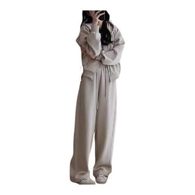 [toasoa] Women's Jersey Top and Bottom Setup Full Zip Parka Long Pants Room Wear 2 Piece Set