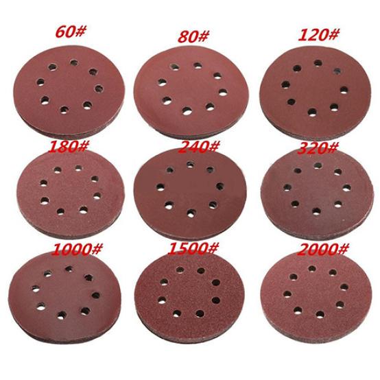 10 Pcs 125mm 5inch 8 Holes Hook Loop Sanding Discs Grit Orbital Sander Pad Mat