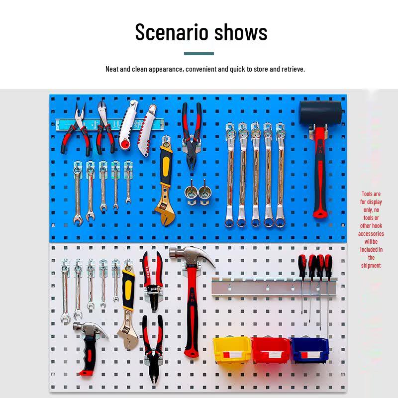 Multi-functional Single Straight Tool Hooks for Workshop Racks