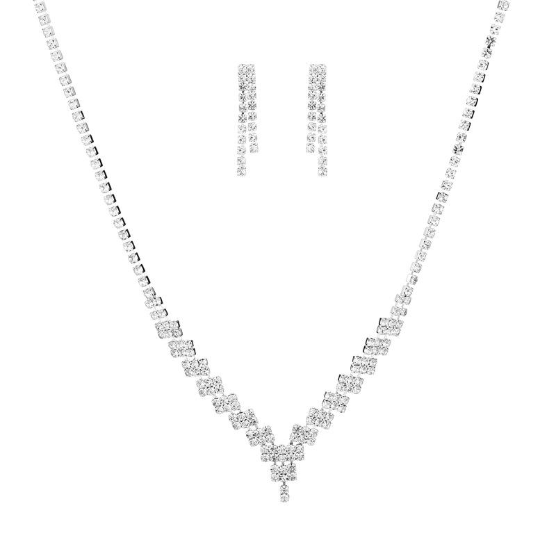 Exquisite Rhinestone Wedding & Evening Jewelry Set: Versatile Necklace & Earring Accessories for Brides