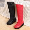 Krazing Pot PU Down Boots Cold-resistant Winter Shoes Med Heels Size 44 Super Size Snow Boots Zipper Round Toe Keep Warm Thigh High Boots