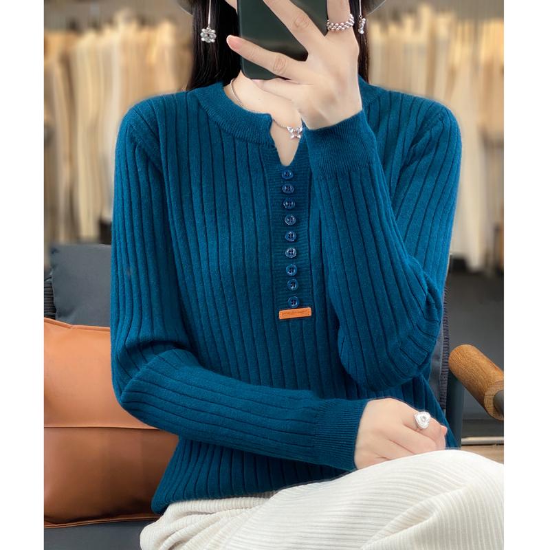 Women's Sweater Autumn/Winter New Solid Color Knitwear V-Neck Pullover Ladies Clothes Fashion Blouse Korean Style Loose Tops