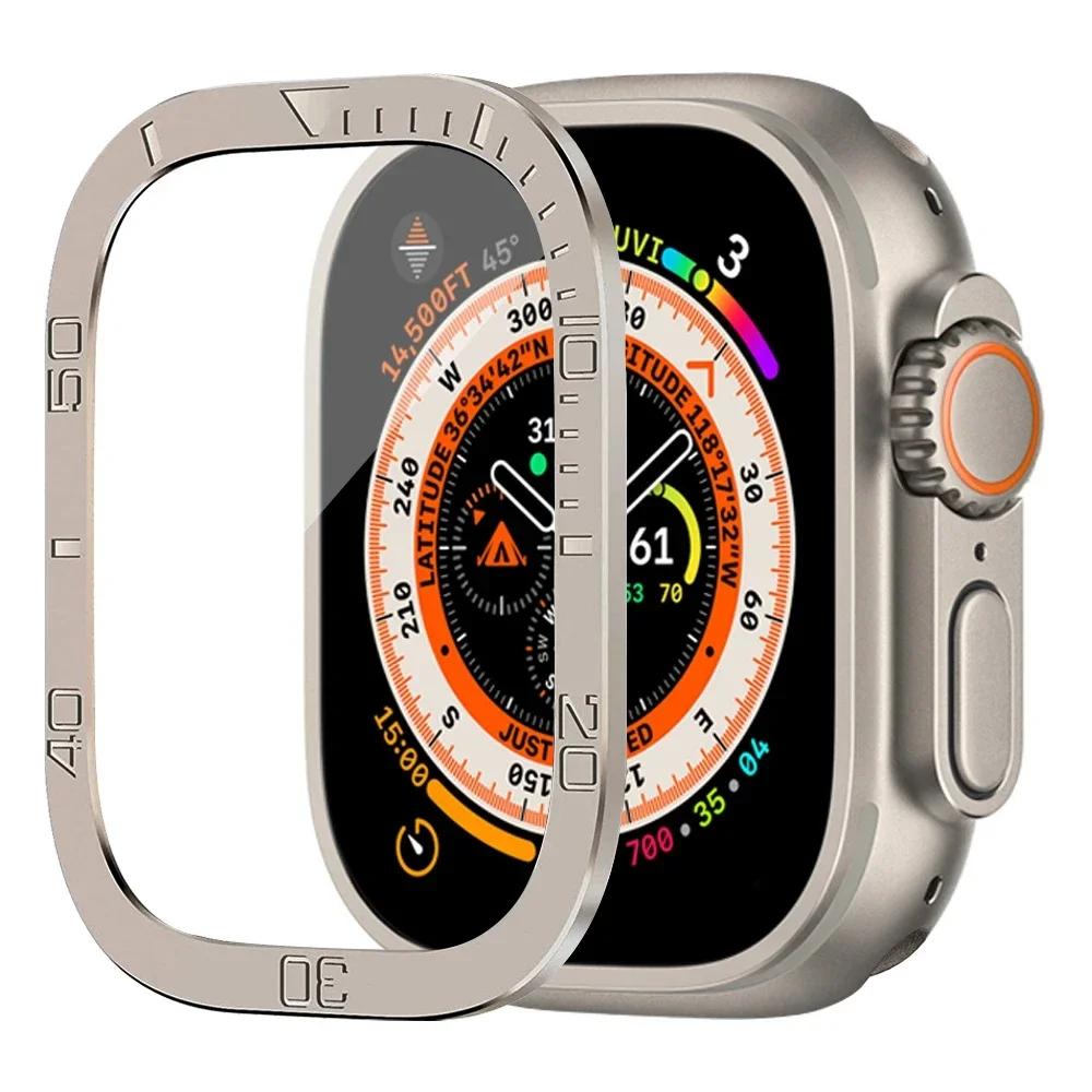 Pouzdro z hliníkové slitiny + tvrzené sklo pro Apple Watch Ultra 2 49mm Ochranná fólie proti poškrábání pro iWatch Ultra 49mm