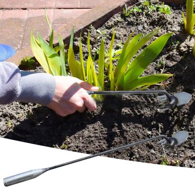 Garden Weed Puller Uprooting Weeding Tool with Long Handle High Strength Polished Surface 5 Sharp Tines Weed Remover Tool