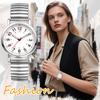 Elastic Strap Quartz Watch with Stainless Steel Analog Arabic Large One Size Fits Casual Perfect for or Any Women's Watch, 24-Hour Waterproof