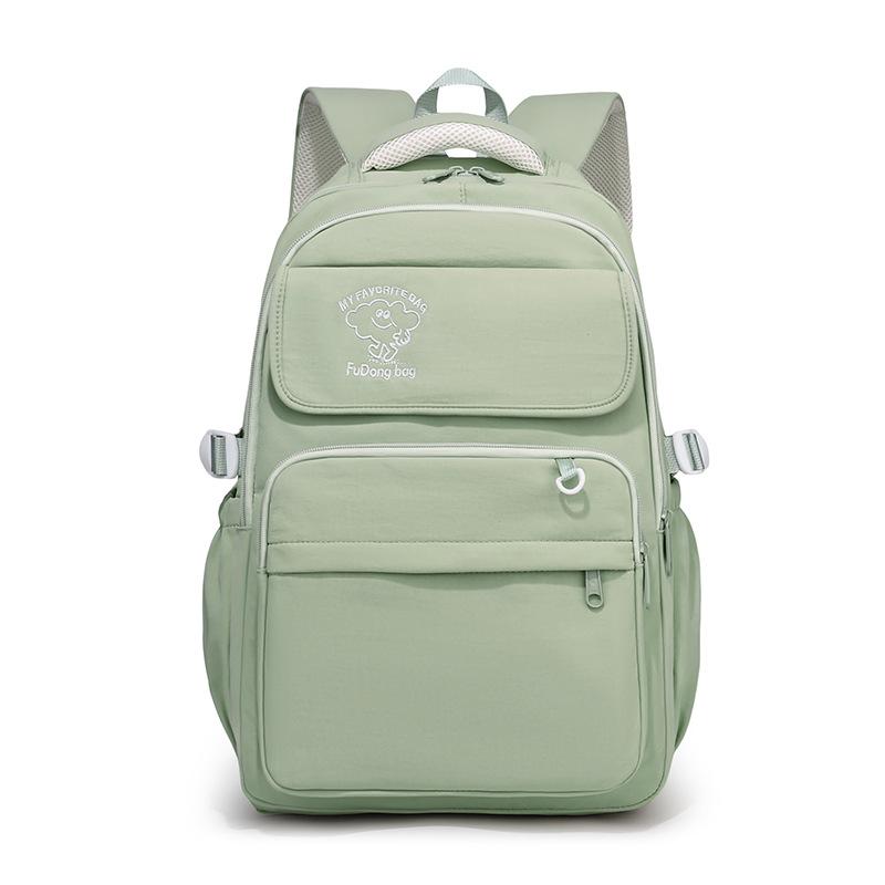 Large Capacity Student Schoolbag Women's Solid Color Backpack Multi-Compartment Wear-Resistant Backpack