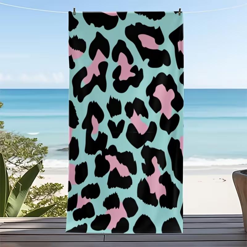 Leopard Print Beach Towel Suitable for Beach Swimming Pools Bathrooms Camping Travel Yoga Fitness, Multifunctional Beach Towel
