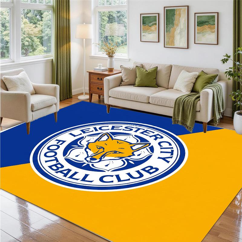 Leicester City Football Design Crystal Velvet Rug Soft Decorative Mat for Bedroom Entrance
