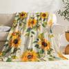 1 Stück Vintage Aquarell Sonnenblume Floral Flanell Überwurfdecke Weiche Gemütliche Warme Decke für Zuhause Schlafzimmer Wohnzimmer Dekoration
