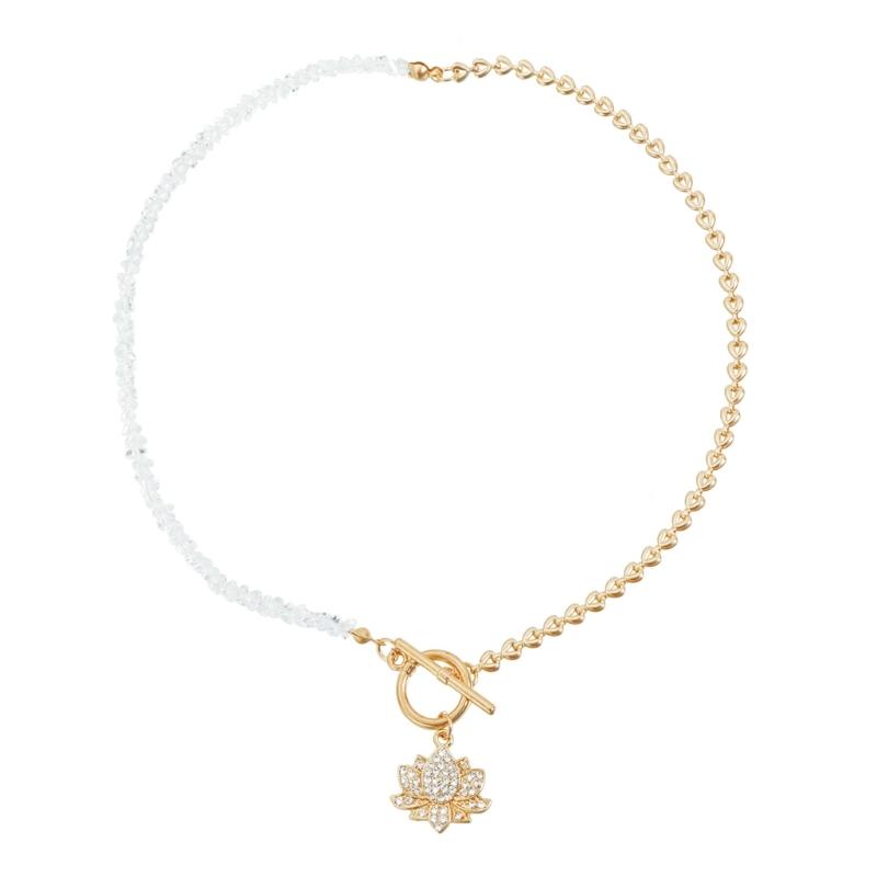 Изящное цветочное колье с акцентом из сверкающих камней, изготовленное из прочного сплава для повседневной элегантности