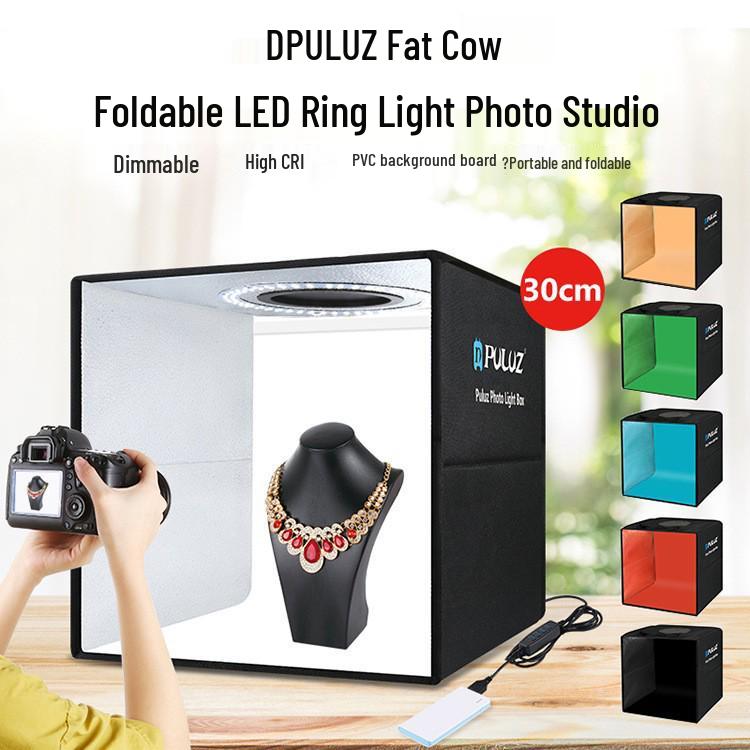 PULUZ High-Brightness Fat Cow 30CM Ring Light Portable Photo Studio Kit