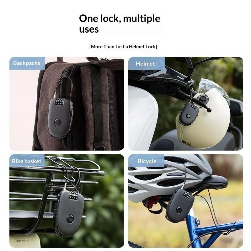 Portable Retractable Combination Helmet Lock Steel Wire Rope Cow Lock For Motorcycle Bike Outdoor Anti Theft Use