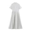 Womens 2026 Elegant V-neck Polka Dot Pleated Midi Dress