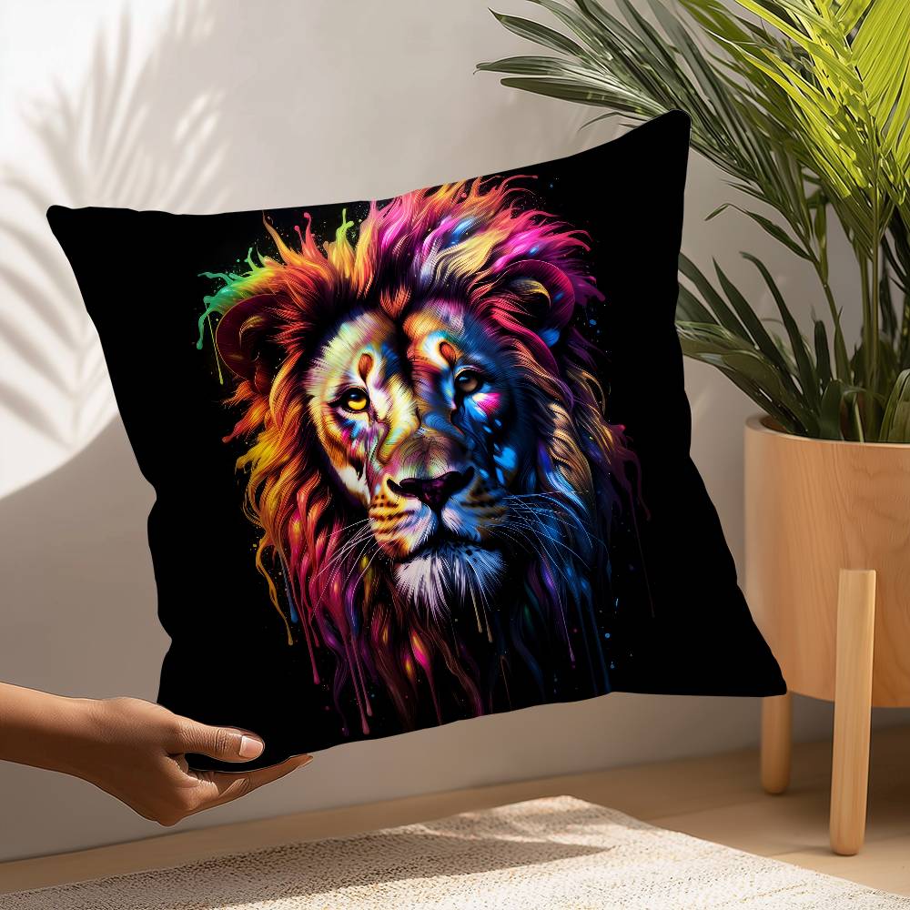 Animals Rainbow Dog Sea Otter Elephent Pillow Case Sofa Decorative Home Double-sided Printing Short Plush Cushion Pillow Cover