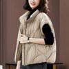 Women's Winter Korean Puffer Round Neck Casual Vest Jacket Loose-fit Slim Female Warm Snow Wear Top