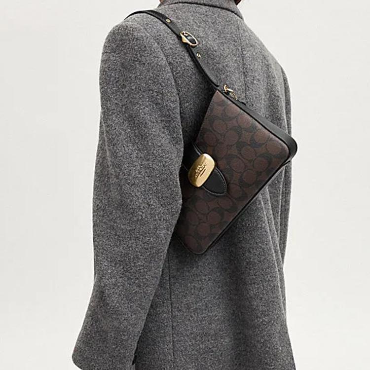 Coach Eliza Shoulder Bag 25 Classic Monogram Non-Detachable Shoulder Strap Clasp Handheld Shoulder Bag Synthetic Leather Medium CP005-IMAA8