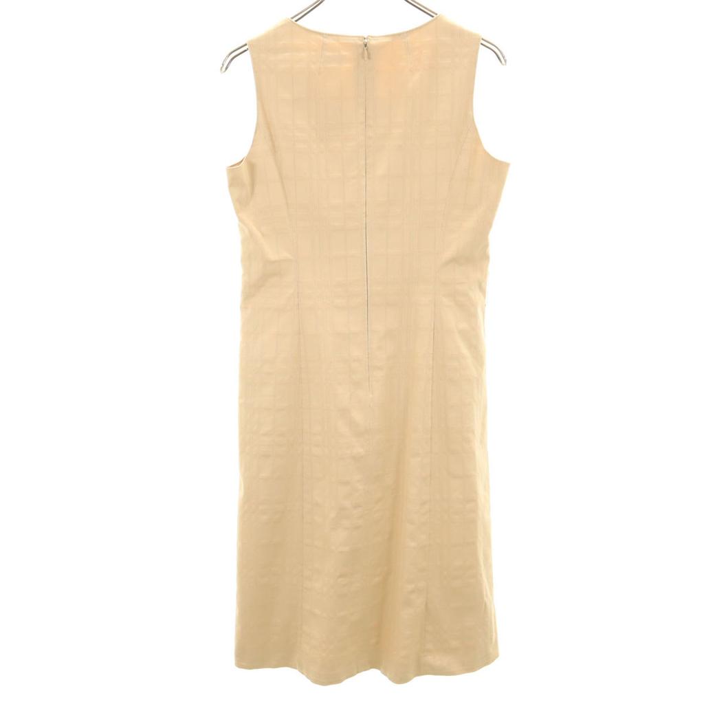 BURBERRY Check Pattern No sleeve one piece 40 beige Sanyo Shokai Women Used