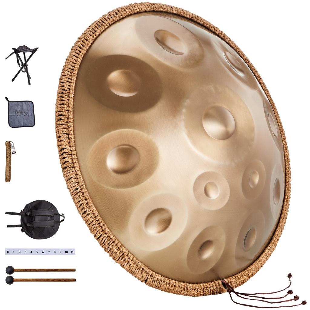VEVOR Tambor Handpan 55,9 cm 12 Notas Re Menor Instrumento de Percusión de Mano con Mazo