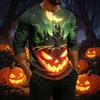Men's Casual Shirt with Raglan Three-Quarter Sleeve, Halloween Graphic Print