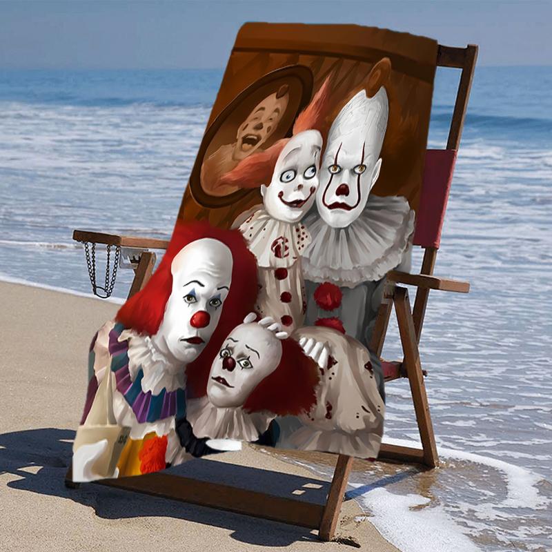 proof beach towel with a Pennywise the Dancing Clown3 pattern - soft,absorbent,quick-drying,machine washable - perfect for swimming,camping,bathing