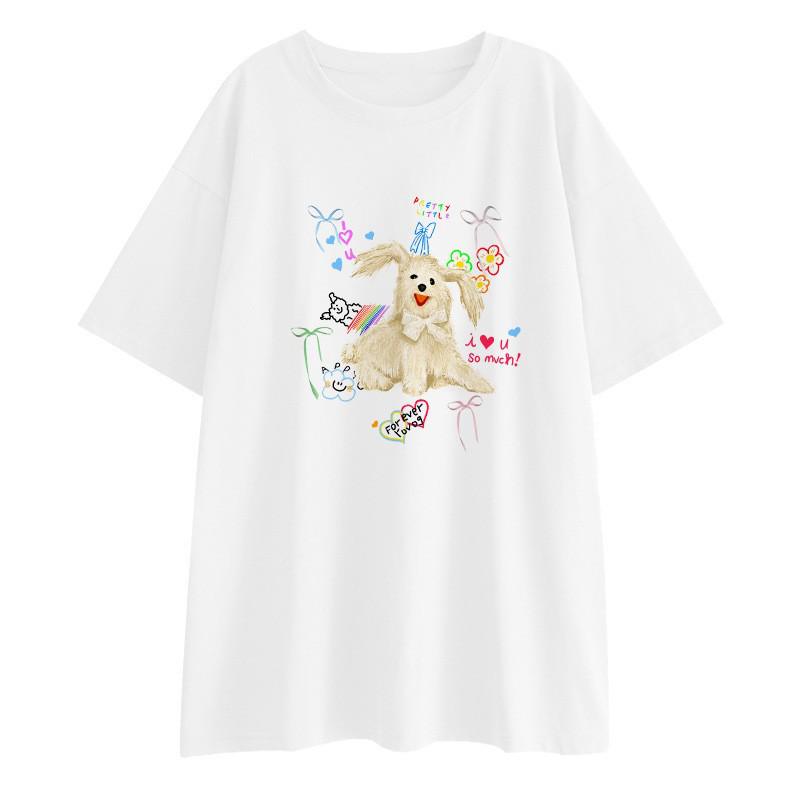 Maternity Summer T-Shirt with Little Horse Print - Loose, Casual Fashion Short Sleeve