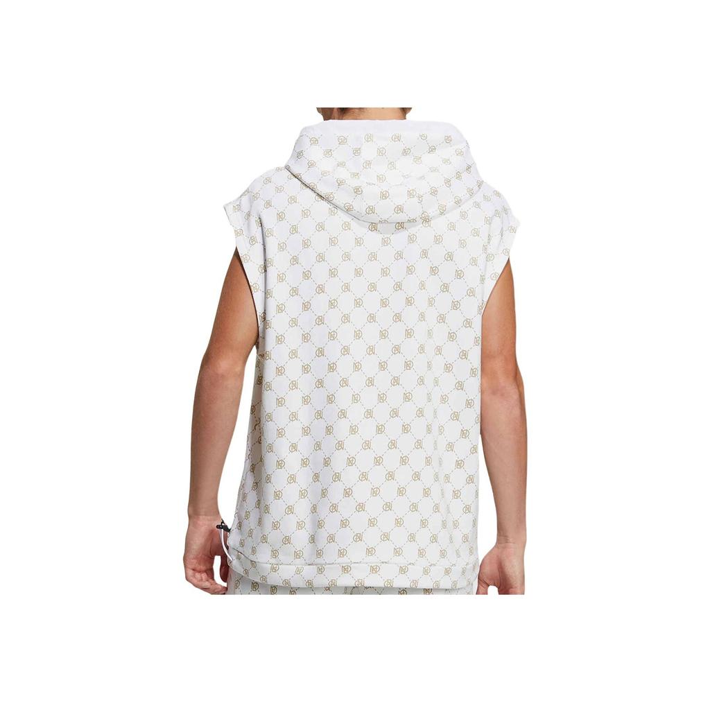 Adidas Neo Logo Print Zip Kangaroo Pocket Sleeveless Hoodie Jacket Men Outerwear White IB5859