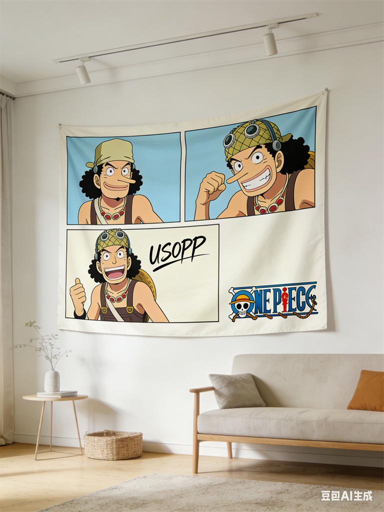 One Piece Anime Decor Tapestry Usopp Themed Wall Hanging Decorative Wall Cloth For Living Room Bedroom Dorm Room Decor