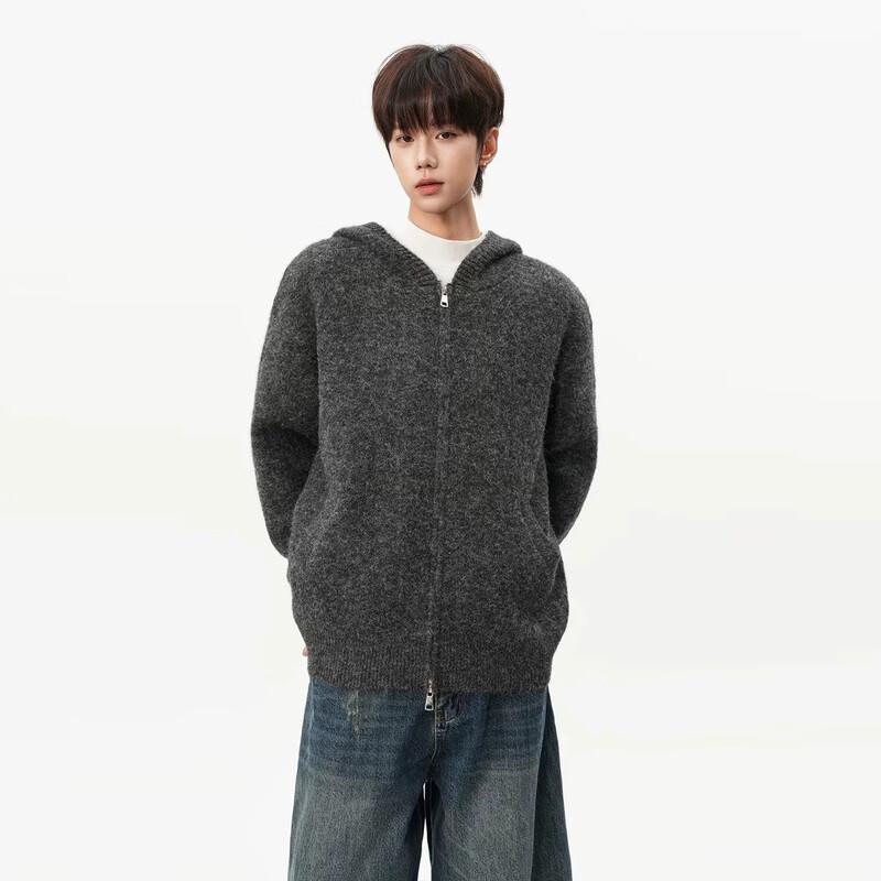 QOTRIOCK American Style Trendy Hooded Knit Cardigan