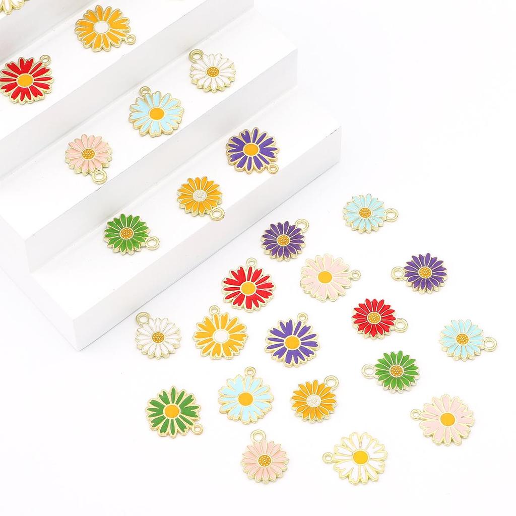 5Pcs 13/16mm Pick Color Flowers Copper Alloy Pendants For Jewelry Component Making DIY Necklace Bracelet Earring