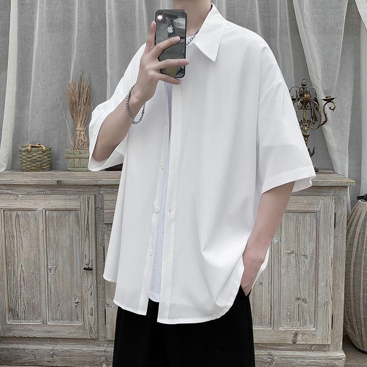 Men's Summer Ice Silk Short-Sleeve Shirt: Casual, Ascetic Style, High-End Feel