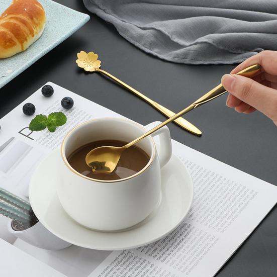 Spoon Long Handle Fine Texture Stainless Steel Mixing Coffee Spoon for Home