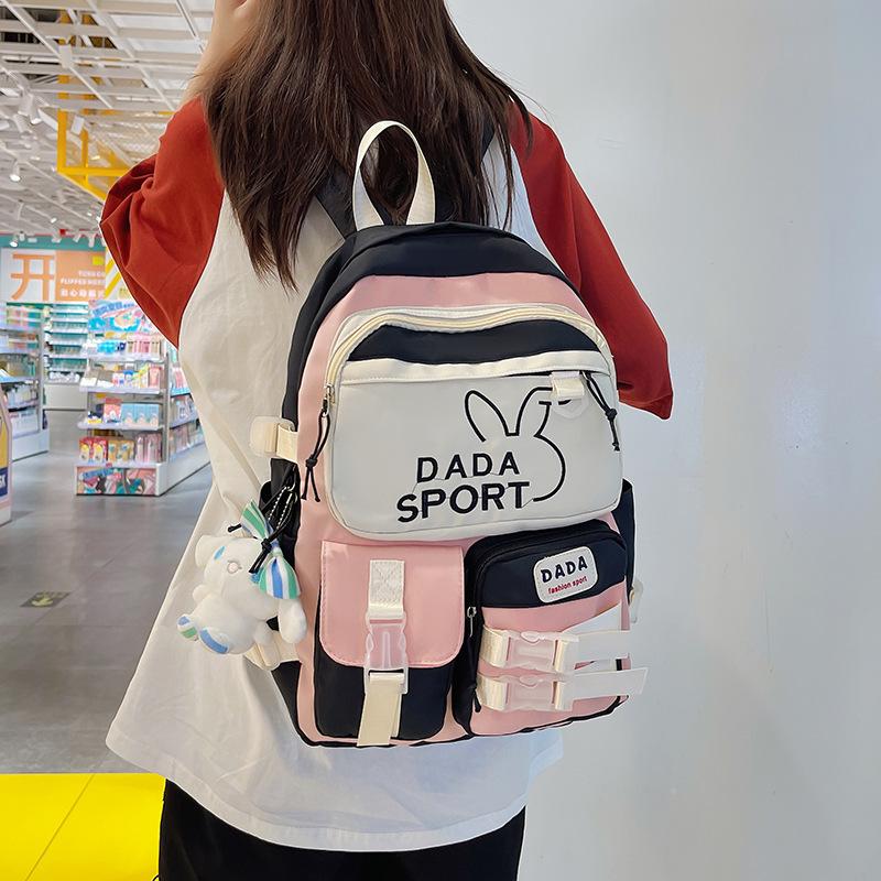 Backpack for Middle School Students, Korean Style Trendy Color-blocking Backpack