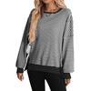 Women's Long Sleeve Striped Neck Sweatshirt, Casual Loose Fit Pullover