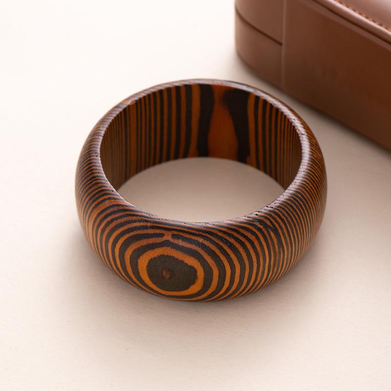Personality Trendy Cool Exaggerated Wooden Bracelet Literary Retro Square Wood Bracelet Accessories Hand Jewelry Niche High Sense