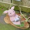 Hanging Resin Pig Figurine Cute Piggy Lying in Hammock Reading Book Hanging Animal