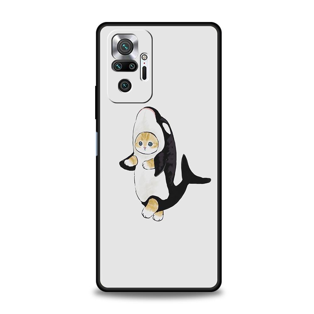 Cute Animals Cat Cartoon Phone Case For Xiaomi Redmi Note 14 13 5G 10 11 12 Pro Plus 4G 14C 13C 12C 10C Black Cover