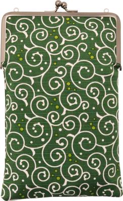 Kyosuke Made In Japan Slim Goshuincho Case with Clasp Small Item Arabesque Dot Green Closure, Pouch, Pattern,