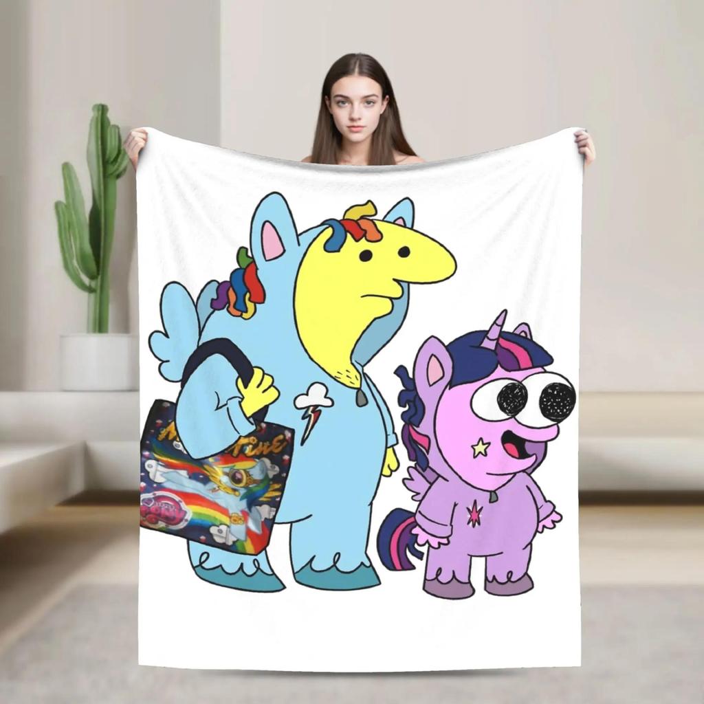 Smiling Friends Funny Cartoon Flannel Blanket Winter Warm Throw for Kids Living Room Sofa Bed Cover Fashion Bedspread