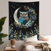 1pc Bohemian Owl Floral Aesthetic Tapestry, Moon and Starry Sky Tapestry, Cute Owl Plant Floral Plant Room Tapestry