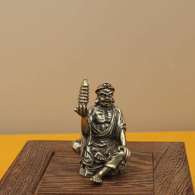 All Brass Eighteen Arhat Ornaments Collection Antique Retro Dragon and Tiger Tabletop Copper Ornaments Solid Mini Copper Man