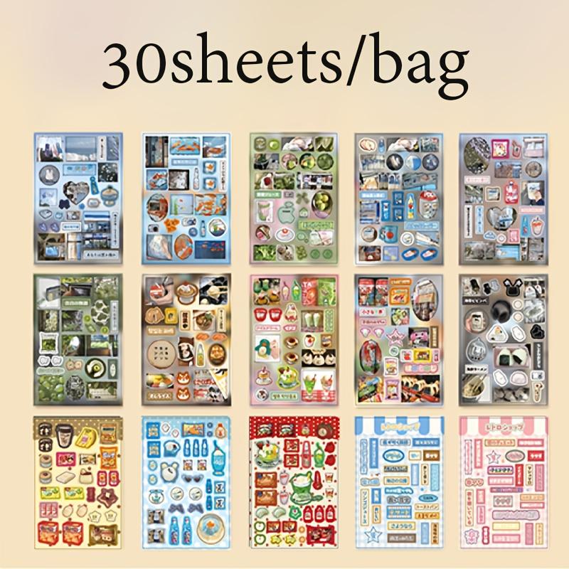 30 Sheets/bag Paper Retro Millennium Dream Book Series Stickers Guka Decorative Sticker Diary Hand Account DIY Landscape Collage