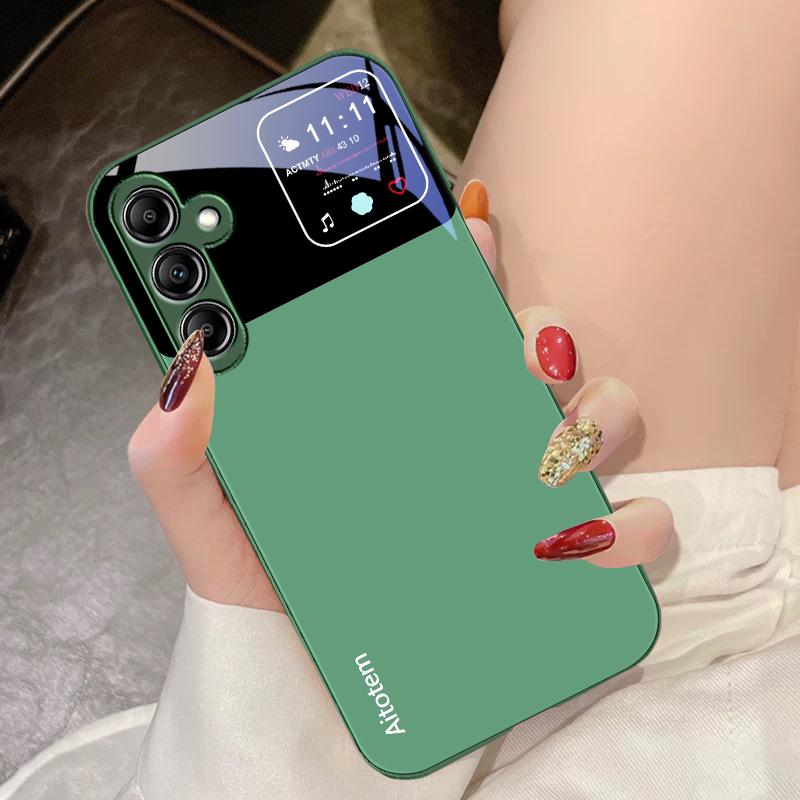 Glass Phone Case For Samsung Galaxy A14 4G 20 30 52 20S 21S 22 A25 32 33 34 42 50 51 53 54 70 71 72 73 5G Liquid Large Window