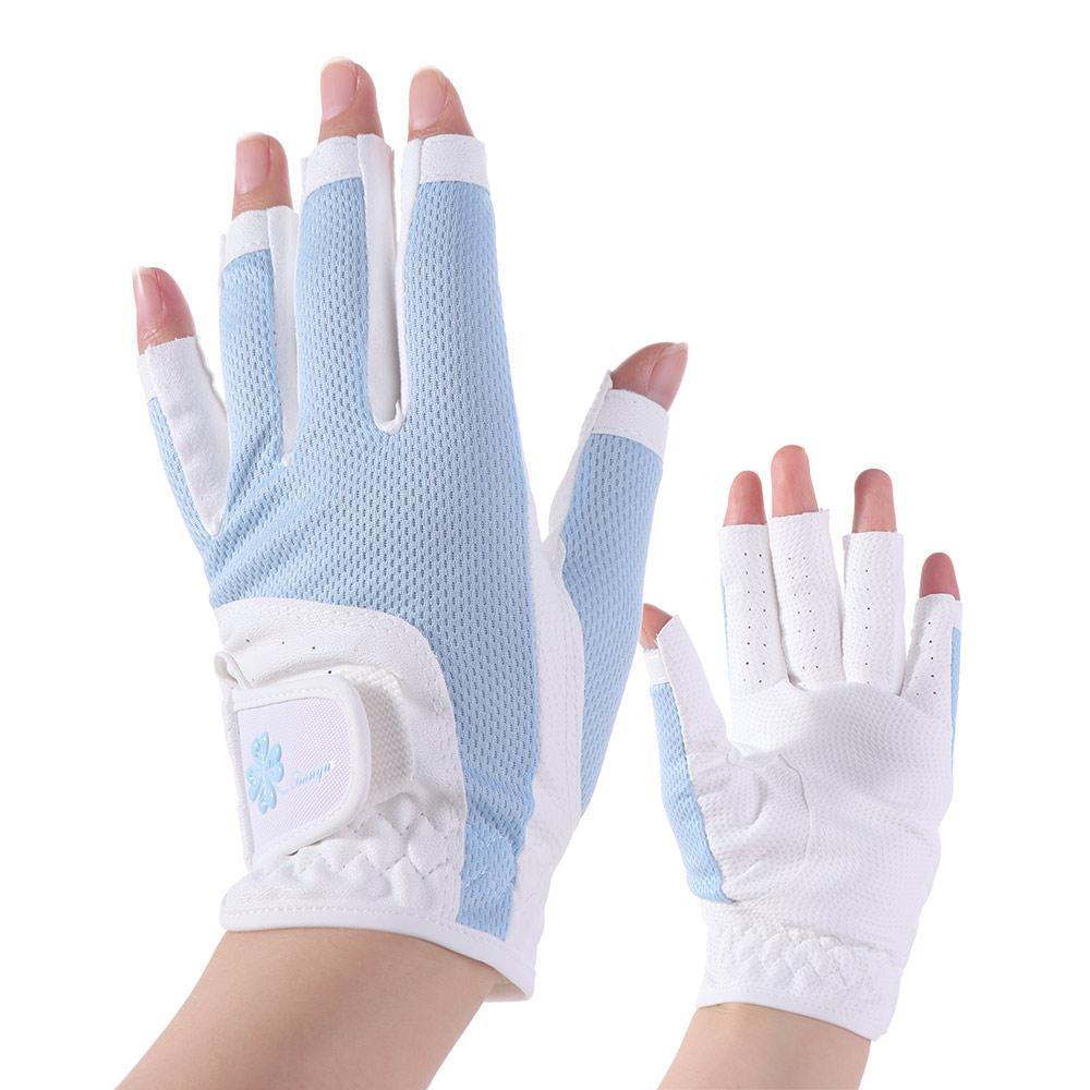 Comfortable Women's Sport Gloves Fingerless Non-slip Fingerless Golf Gloves Mesh Breathable Golf Mittens Palm Protection