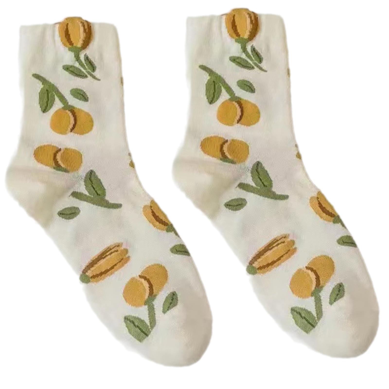 

Милые цветочные носки для женщин и девочек, дышащие чулочно-носочные изделия, милые корейские стили, носки средней длины для студентов белый