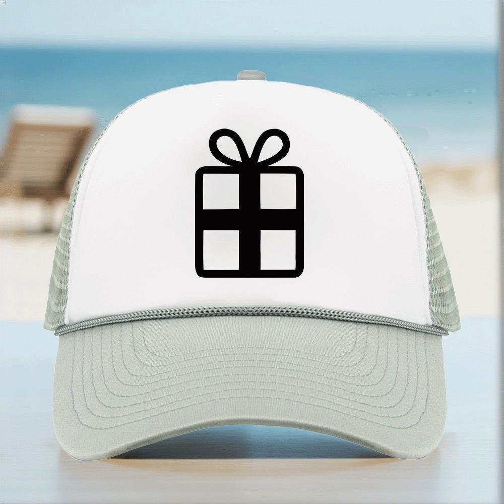 Christmas-Themed Sponge Mesh Trucker Cap with Stamped Logo and Sunshade