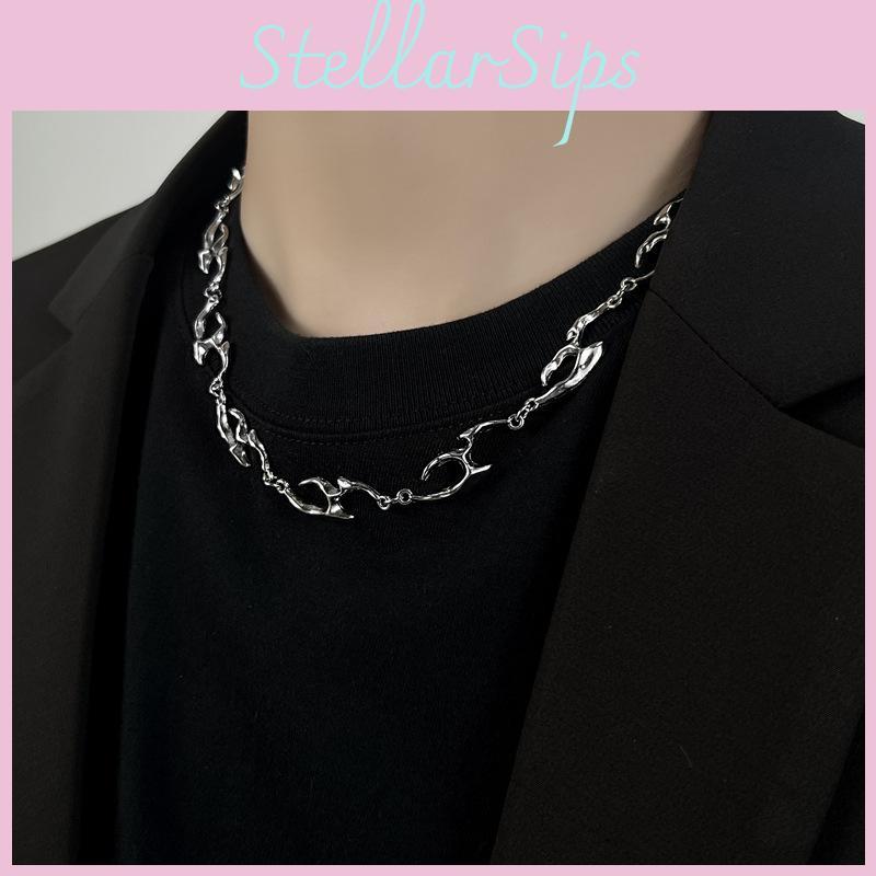 Trendy Wavy Design Zinc Alloy Necklace Stylish Hip Hop Fashion Jewelry Accessory For All