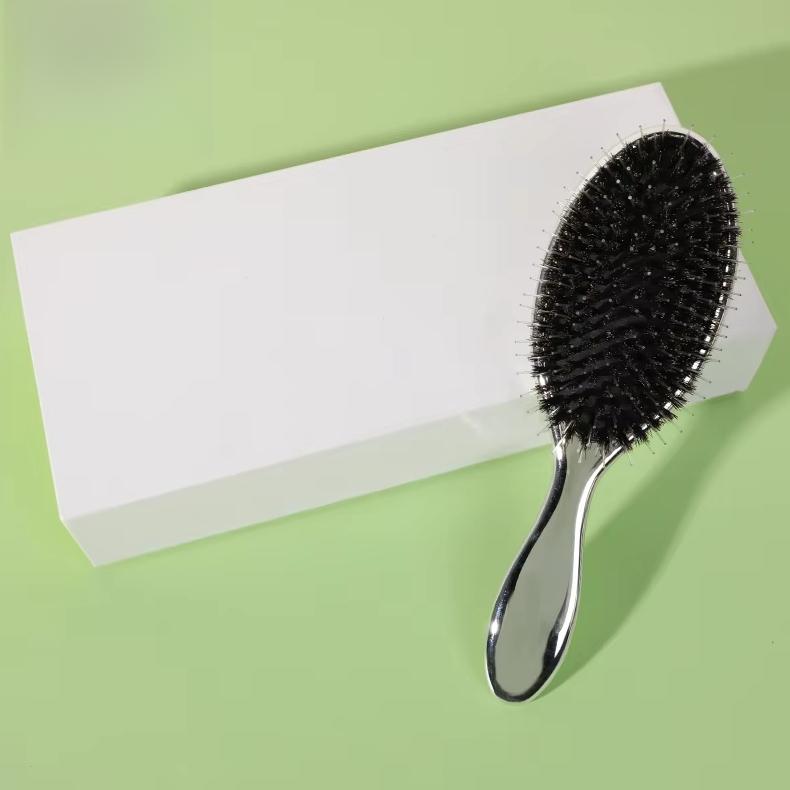 Factory Custom Box Silver Electroplating Vent Waterproof Air Cushion Board Nylon Bristle Hairbrush