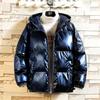 Men's 2021 Winter Thickened Cotton-Padded Stand-Up Collar Shiny Youth Loose Hooded Jacket.