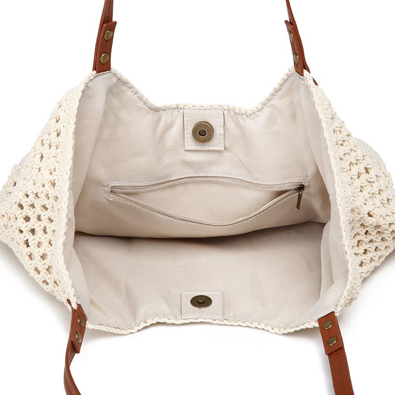 Summer Exquisite Bucket Bag Women'S Large-Capacity Summer Casual Versatile Woven Oblique Shoulder Handbag